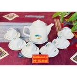  Bộ ấm chén,ấm trà men trắng Bát Tràng cao cấp chính hãng 350ml 