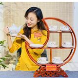  [BÁT TRÀNG CHÍNH HÃNG]-Bộ ấm chén Bát Tràng men trắng vẽ sen 