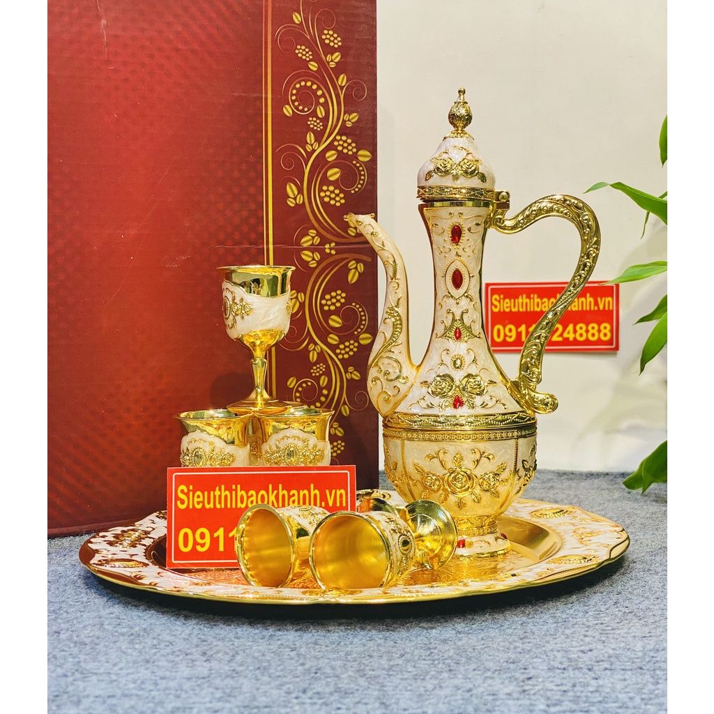  Bộ ấm chén hợp kim đồng dáng hoàng gia-Siêu thị Bảo Khánh 