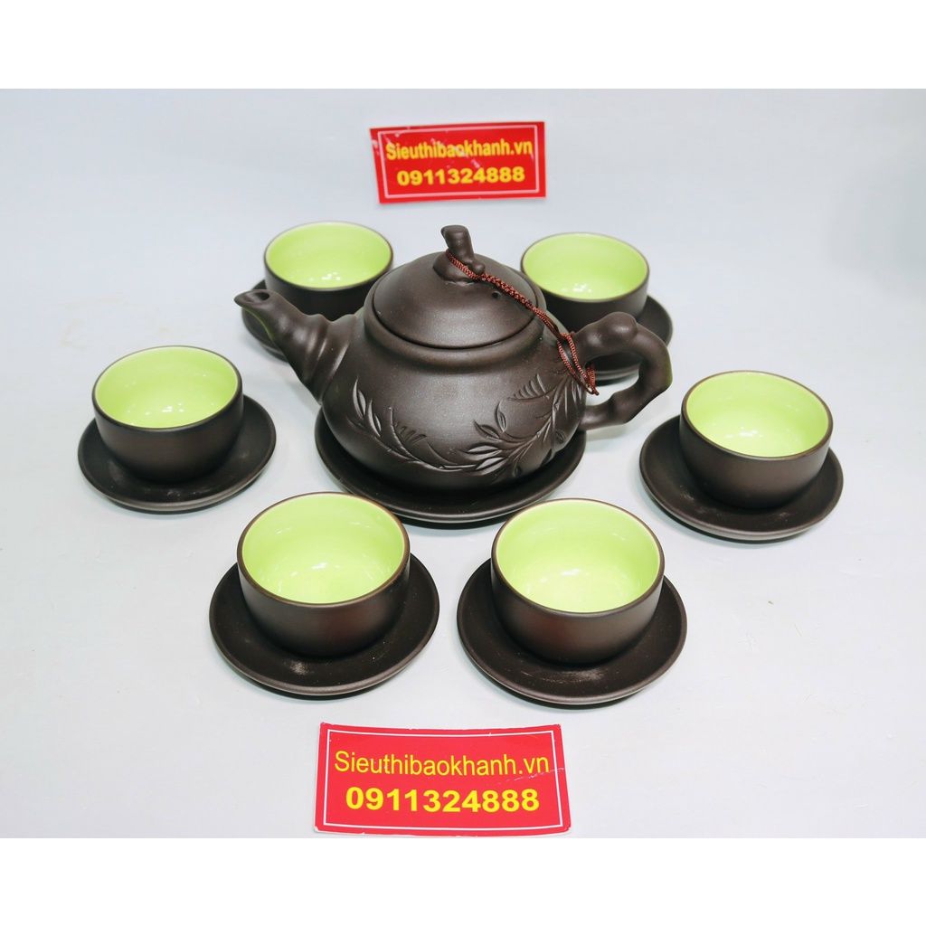  Bộ ấm chén tử sa lòng xanh Bát Tràng 