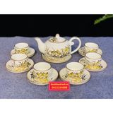  Bộ ấm chén cao cấp họa tiết hoa sen vàng 