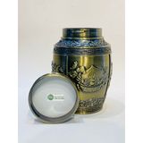  Hộp đựng chè đồng họa tiết ngũ quả (cao 18cm) 