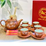  Bộ Ấm Chén Tử Sa Hoa Mai Bát Tràng 300ml-Mỹ Nghệ Bảo Khánh 