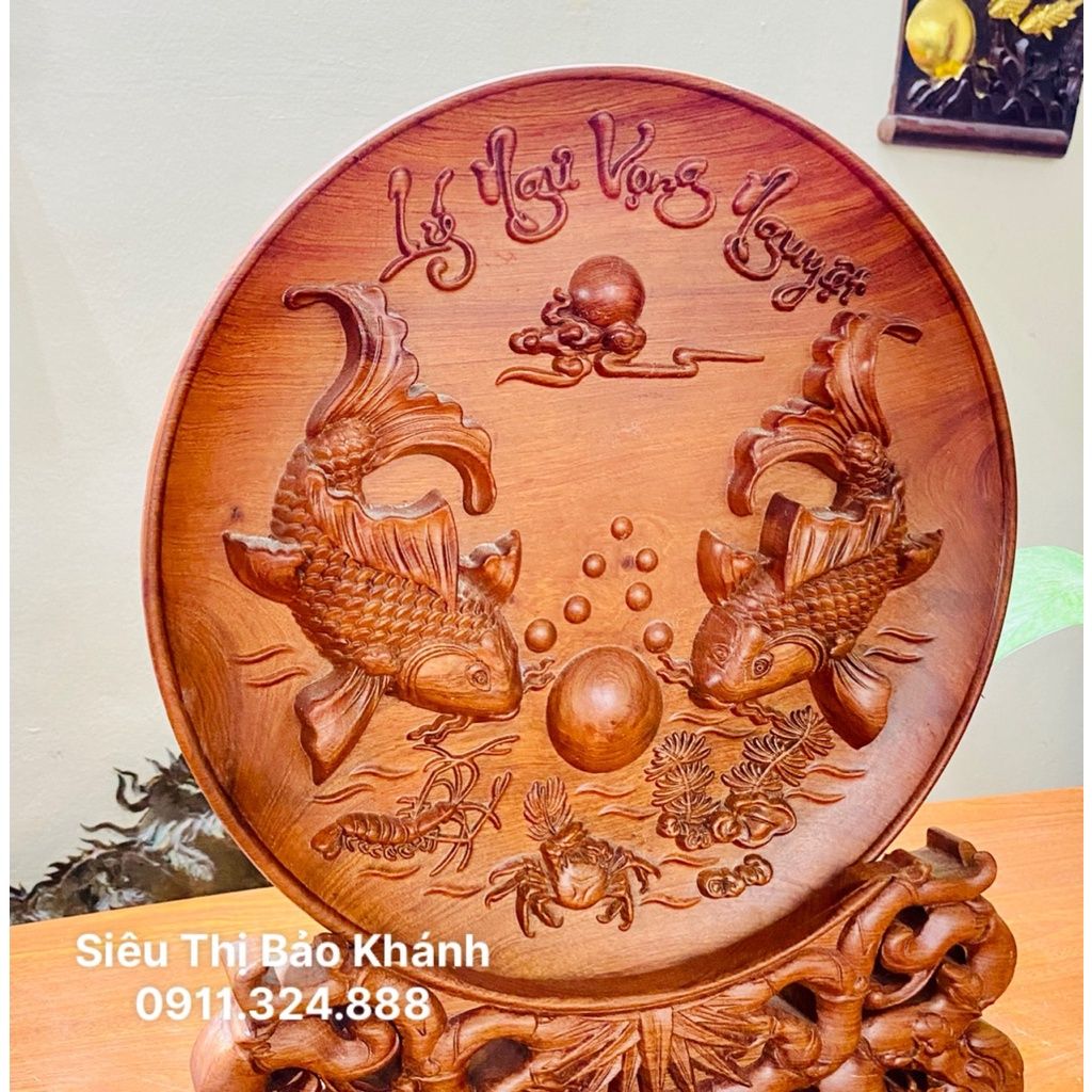  Đĩa cảnh Lý Ngư Vọng Nguyệt 