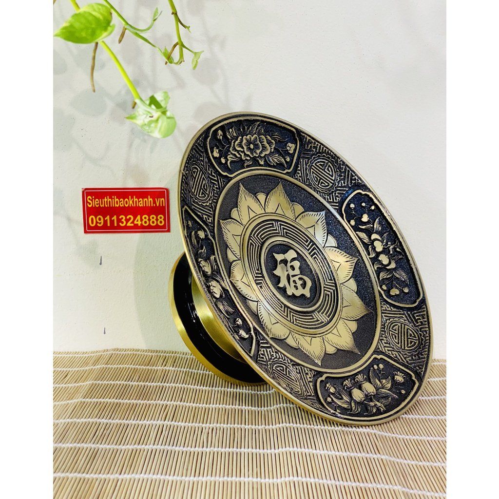  Mâm bồng đựng hoa quả chất liệu hợp kim đồng 30cm-siêu thị bảo khánh 