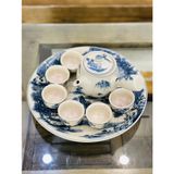  [BÁT TRÀNG CHÍNH HÃNG]-Bộ Ấm Trà Men Rạn Men Lam Vẽ Sơn Thủy-Siêu thị bảo khánh 