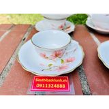  Bộ ấm chén Bát Tràng men trắng hoa tiết hoa 