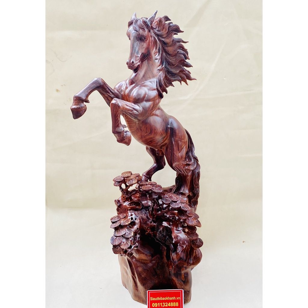  Tượng gỗ Nhất Mã Phi Thiên Gỗ Chun Sụn Cẩm-Bảo Khánh Việt Nam 62cm 