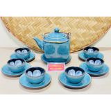  Bộ ấm chén Pha Trà đẹp men Hỏa Biến cao cấp chính hãng Bát Tràng 350ml 