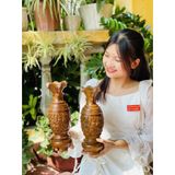  Cặp lục bình gỗ bách xanh vân tự nhiên cao 30cm 