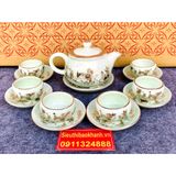  Bộ âm trà men ngọc trúc lâm thất hiền bát tràng vẽ vàng BKCEVN-8026 
