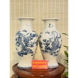  Cặp bình hoa thờ men rạn Bát Tràng 25cm 
