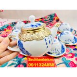  Bộ ấm chén Trúc Lâm Thất Hiền bọc đồng (loại 300ml) 