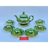  Bộ ấm chén phú quý rêu dẹt rêu sơn thủy vàng kim 