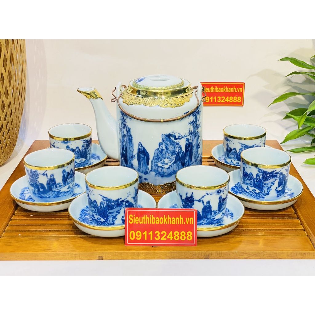  Bộ ấm tích Bát Tràng Trúc Lâm Thất Hiền BKCE-001710VN-0006 