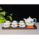  Bộ ấm chén,ấm trà men trắng chóp lửa Bát Tràng chính hãng 350ml 