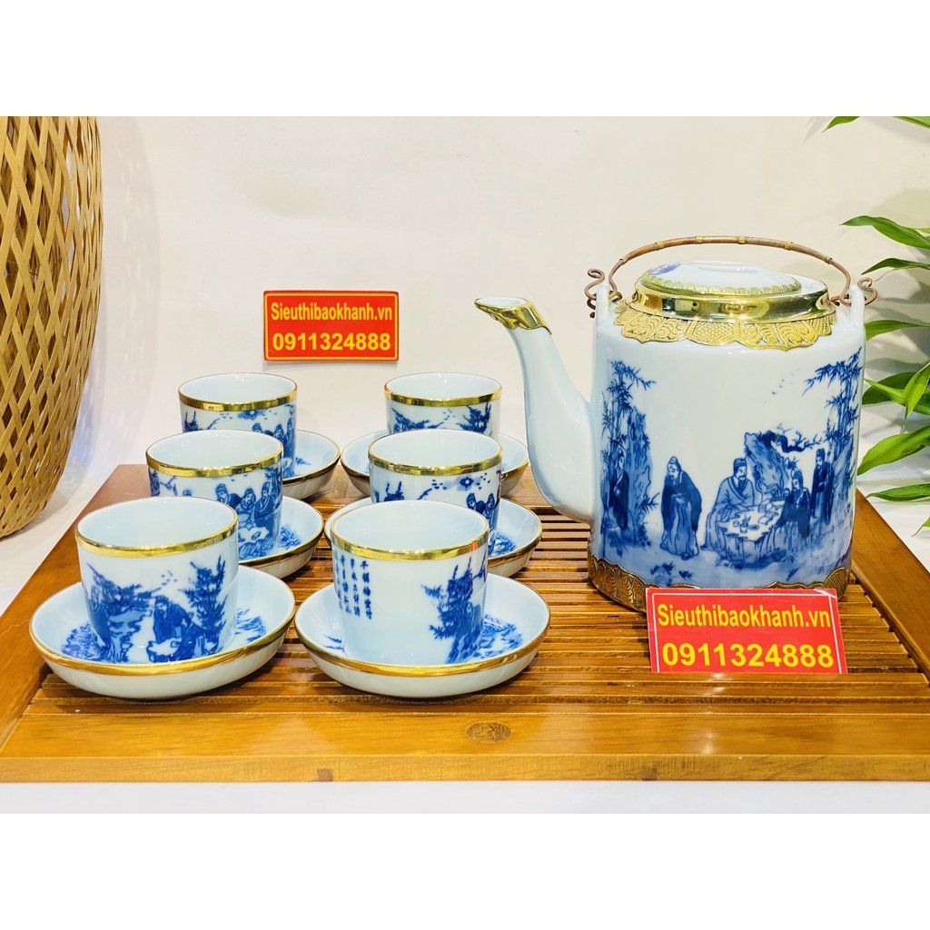  Bộ ấm tích Bát Tràng Trúc Lâm Thất Hiền BKCE-001710VN-0006 