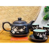  Bộ ấm chén tử sa Hoa Mai chính hãng Bát Tràng 350ml 