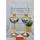  cặp đèn đầu đồng thân gốm xuất xứ Bát Tràng 25cm 