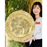  Mâm Đồng phong thủy cao cấp họa tiết Sơn Thủy 50cm-Bảo Khánh 
