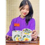  Bộ bát vẽ hoa kèm phụ kiện xuất xứ Bát Tràng 