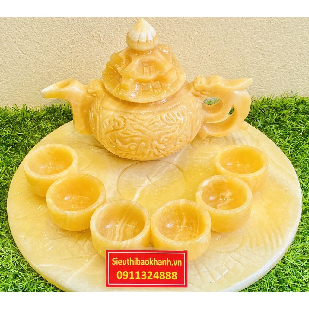  Ấm chén đá ngọc Hoàng Long cao cấp 250ml -Ấm chén Bảo Khánh 