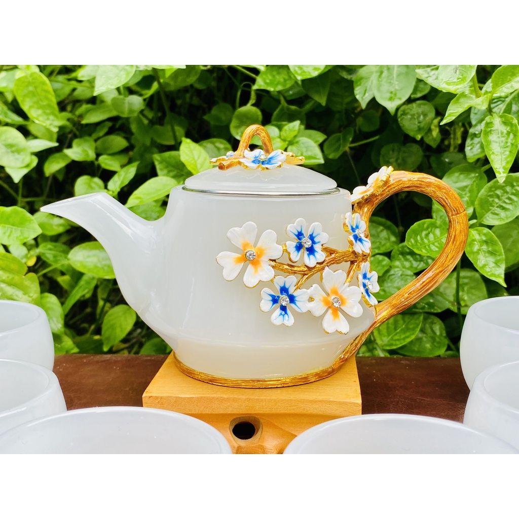  Tuyệt Phẩm Bộ ấm chén đá hoa nổi -Bảo Khánh 