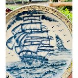  Đĩa Trưng Bày Men Dạ Bọc Đồng Họa Tiết Thuận Buồm Xuôi Gió 