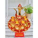  Bộ Ấm Chén Hợp Kim Đồng Dáng Hoàng Gia Đỏ Vàng – Sang Trọng, Quà Biếu Cao Cấp, Trưng Bày & Thờ Cúng BKMEVN-8182 