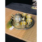  Bộ ấm chén đồng họa tiết Lí Ngư dáng cổ 250 ml 