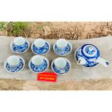  Bộ ấm chén Bát Tràng men lam, hoạ tiết Long Ẩn Nội Cung BKCE-002430VN-0002 