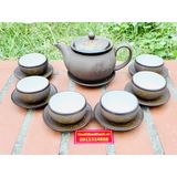  Bộ ấm chén gốm sứ Bát Tràng cao cấp hạo tiết in chìm 