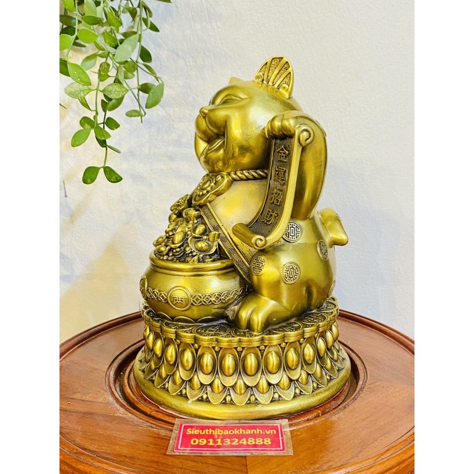  Tượng mèo thần tài mạ vàng 