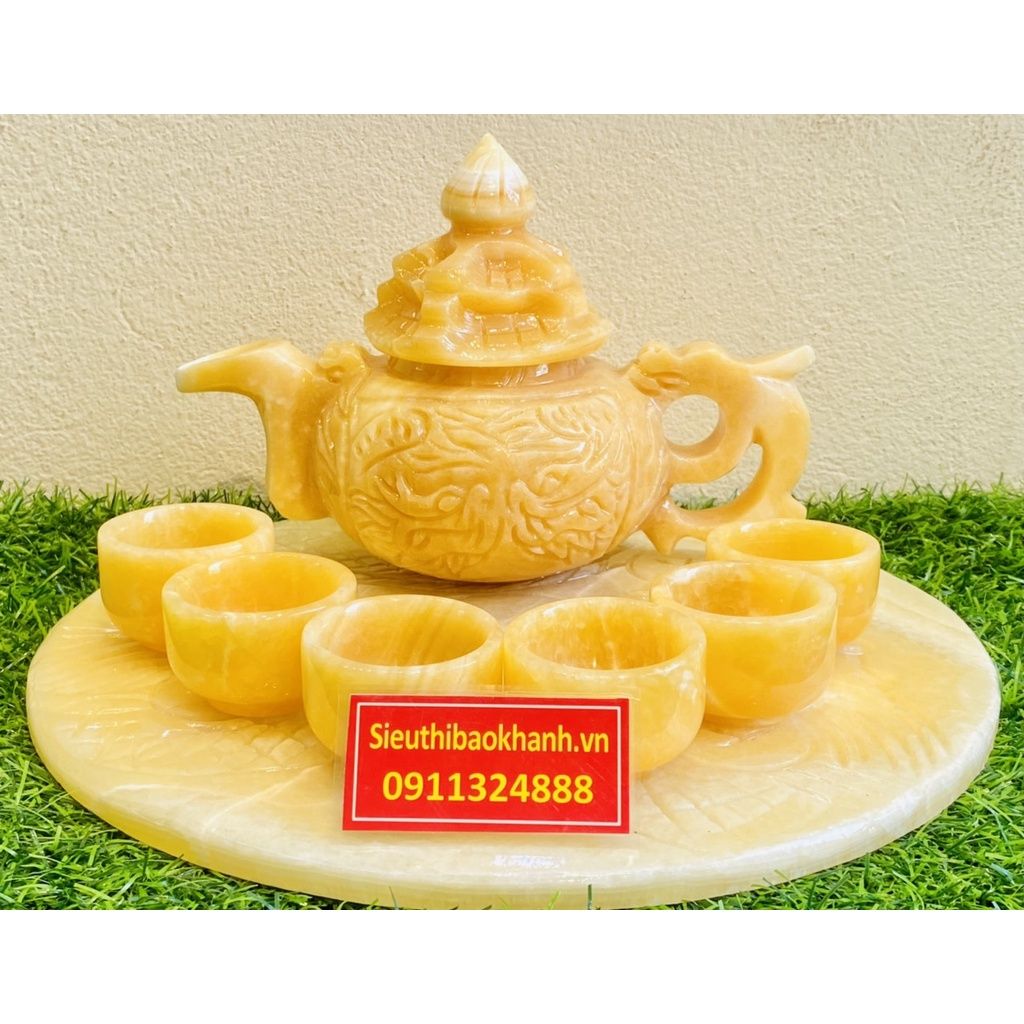  Ấm chén đá ngọc Hoàng Long cao cấp 250ml -Ấm chén Bảo Khánh 