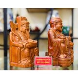  Cặp tượng Thần Tài -Thổ Địa chế tác từ gỗ hương (cao 20cm) 