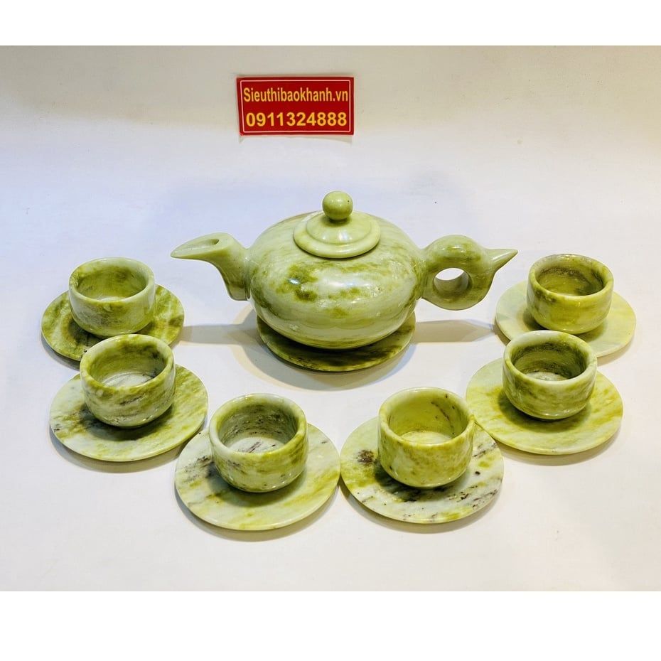  Bộ ấm trà đá ngọc nguyên khối Pakistan cao cấp 