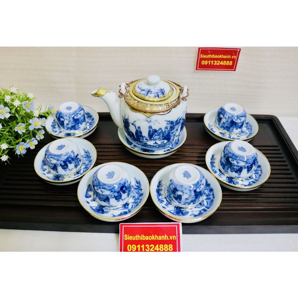  Bộ ấm chén Trúc Lâm Thất Hiền bọc đồng BKCEVN-8027 