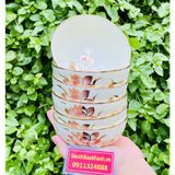  Nghệ thuật gốm sứ bộ bát ăn men kem sen hồng -Bảo Khánh 