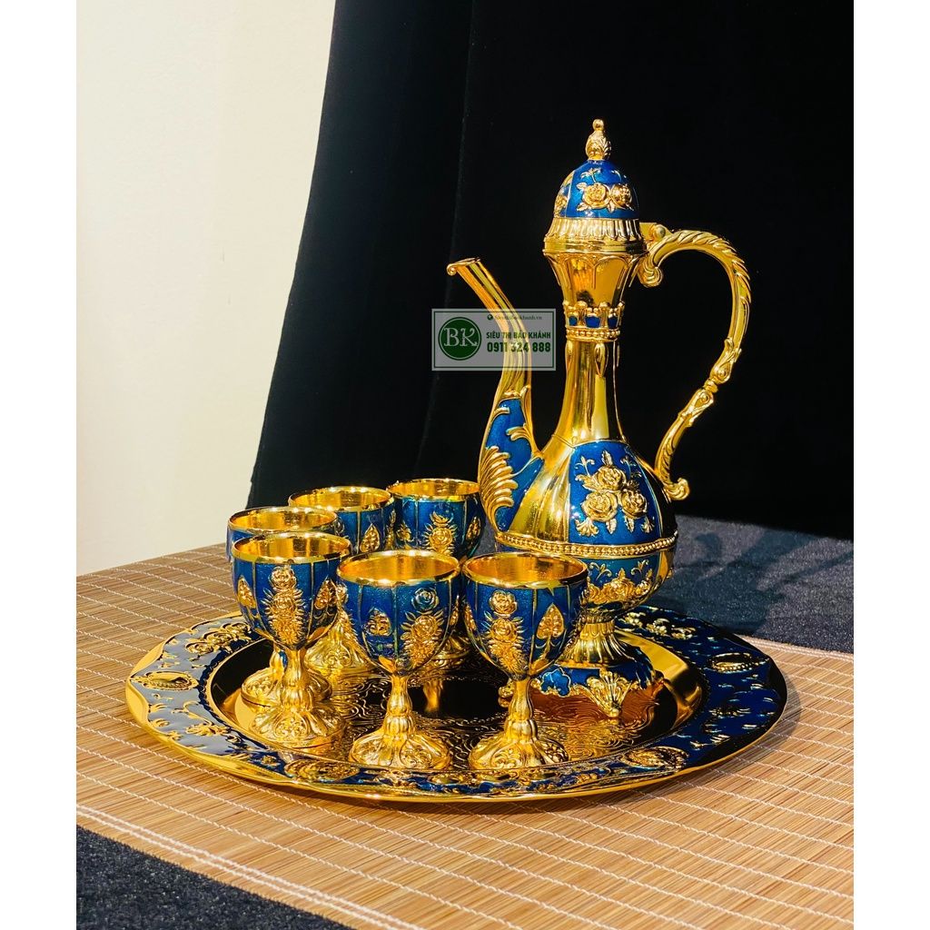  Bộ ấm chén hợp kim đồng dáng hoàng gia 