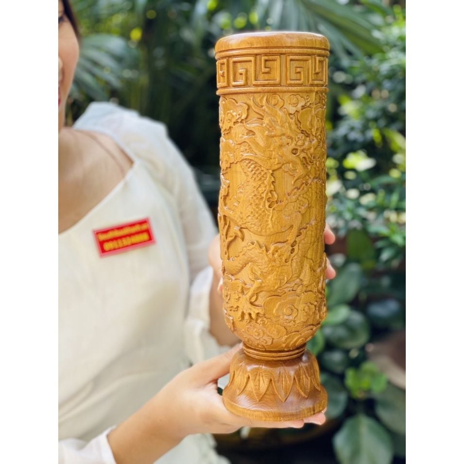  Ống cắm nhang gỗ trang trí phong thủy bàn thờ 