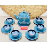  Bộ ấm chén Pha Trà đẹp men Hỏa Biến cao cấp chính hãng Bát Tràng 350ml 