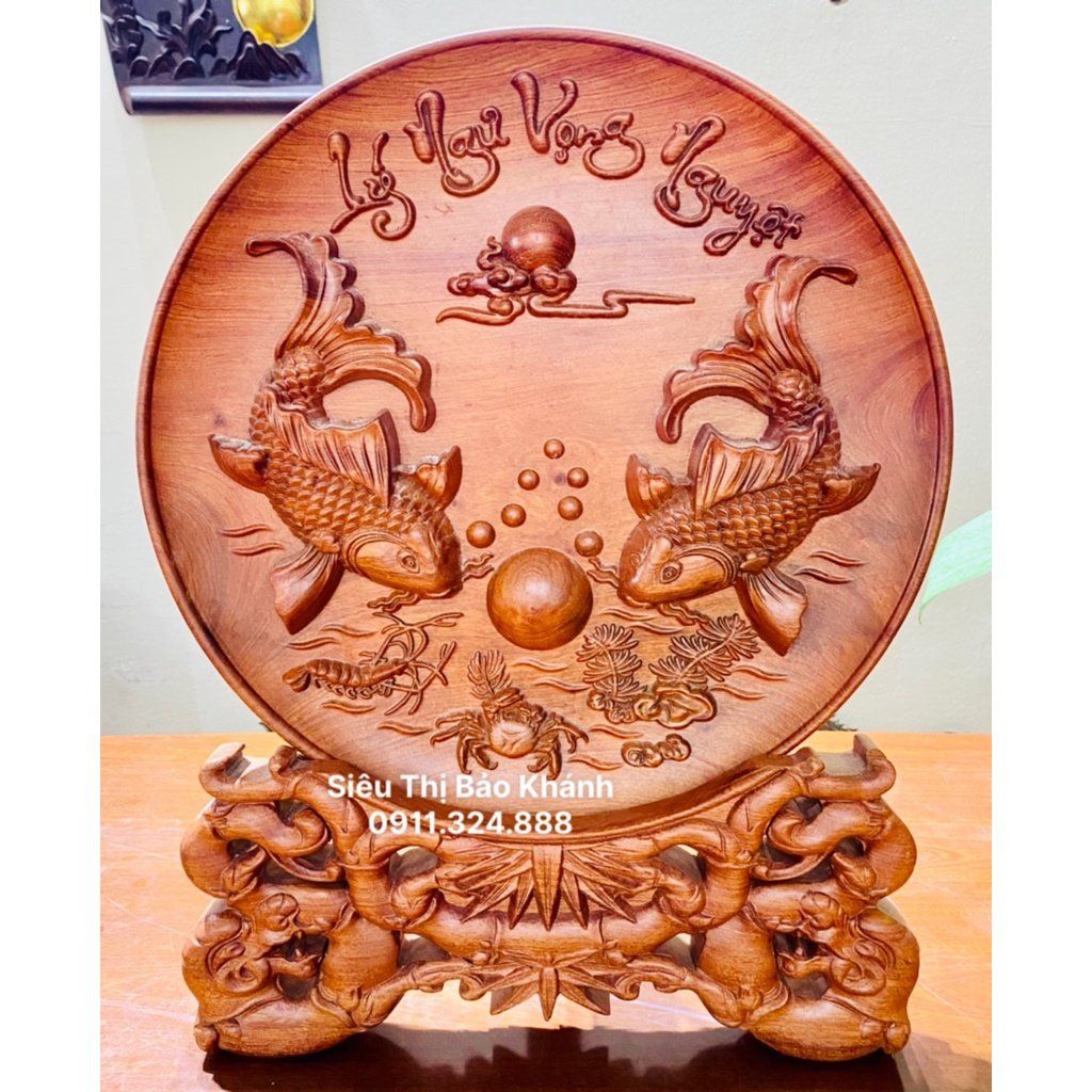  Đĩa cảnh Lý Ngư Vọng Nguyệt 