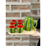  [Siêu Hot] Bộ Bình Trà Dưa Hấu Gốm Sứ Bát Tràng Cao Cấp 