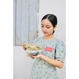  Bộ điếu bát men rạn Bát Tràng vẽ Hoa Sen cao cấp BKCE-001360VN-1415 