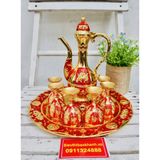  Bộ Ấm Chén Hợp Kim Đồng Dáng Hoàng Gia Đỏ Vàng – Sang Trọng, Quà Biếu Cao Cấp, Trưng Bày & Thờ Cúng BKMEVN-8182 