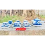  Bộ ấm chén Bát Tràng men lam, hoạ tiết Long Ẩn Nội Cung BKCE-002430VN-0002 