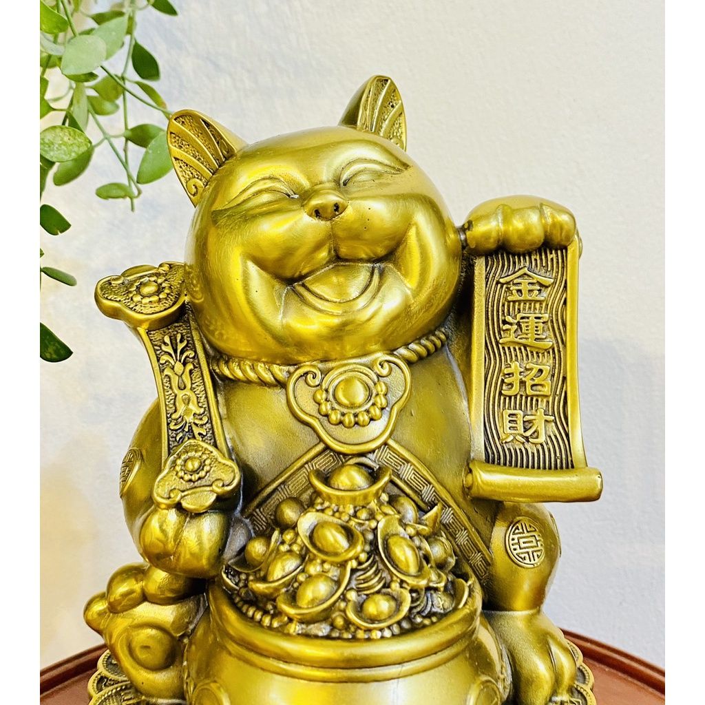  Tượng mèo thần tài mạ vàng 