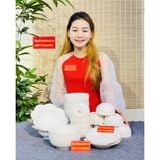  [BÁT TRÀNG VIỆT NAM] - Set Bát Đĩa Cao Cấp Viền Vàng Họa Tiết Trơn 