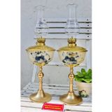  cặp đèn đầu đồng thân gốm xuất xứ Bát Tràng 25cm 