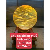  Quả Cầu Obsidian Thuỷ Tinh Vàng Cao Cấp 14,5 kg - 24cm 